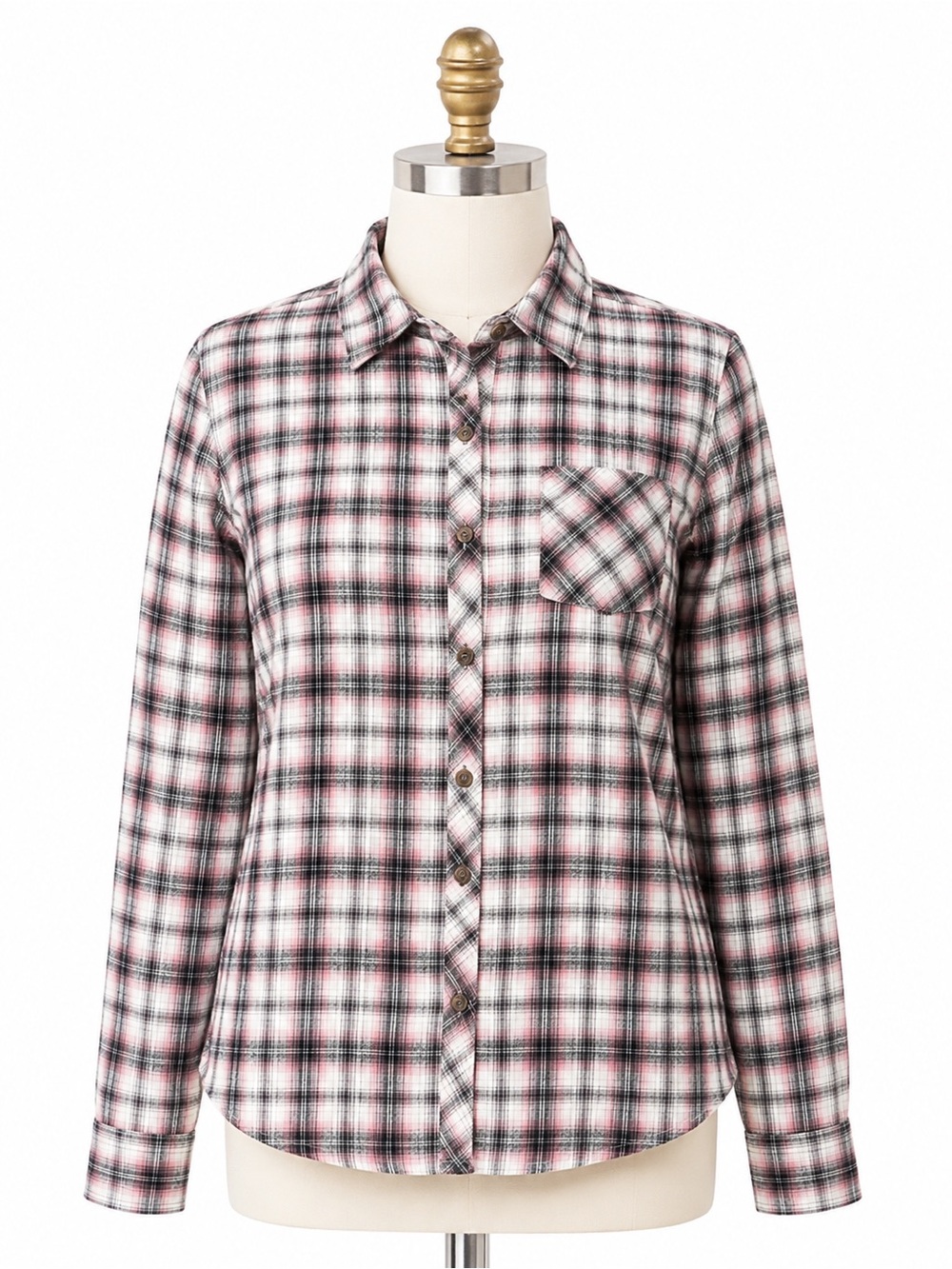 Women Blue mountain plaid button-up shirt